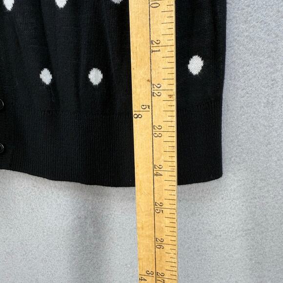 Halogen Cardigan Sweater Women's L Black White Polka Dot Preppy Normcore EUC - Picture 7 of 7